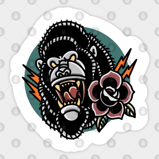 gorilla and rose tattoo Sticker by donipacoceng